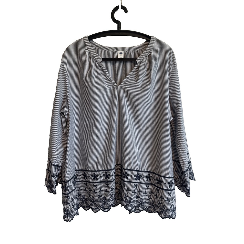 Womens Relaxed Bell 3/4 Sleeve Top Size XL Embroidery Peasant Cottagecore